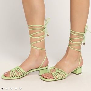 Janiyana Pistachio Lace-Up High Heel Sandals 🍐